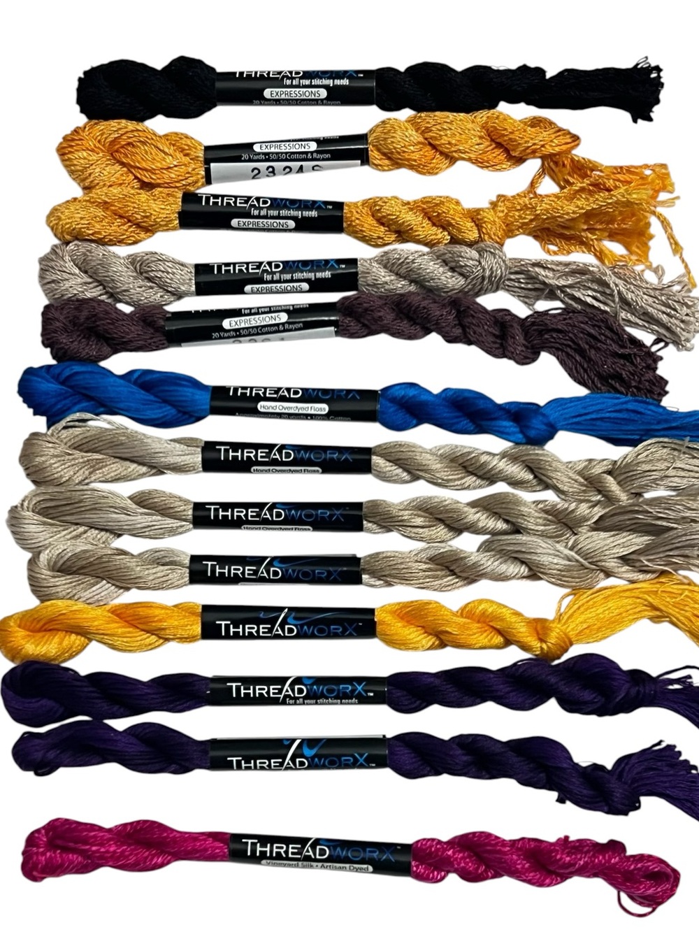 13x ThreadWorX Embroidery Floss Skeins Overdyed Expressions Artisan Dyed Lot 13